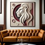 Aslanın Gücü 3 Boyutlu Modern Aslan Figürlü Soyut Tablo ||| MNM-0023