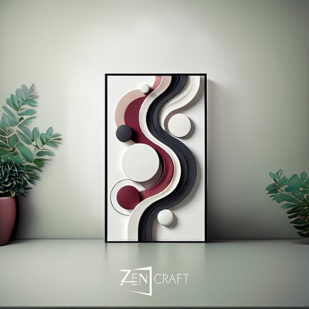Akışın Dansı 3 Boyutlu Minimalist Soyut Tablo ||| MNM-0020