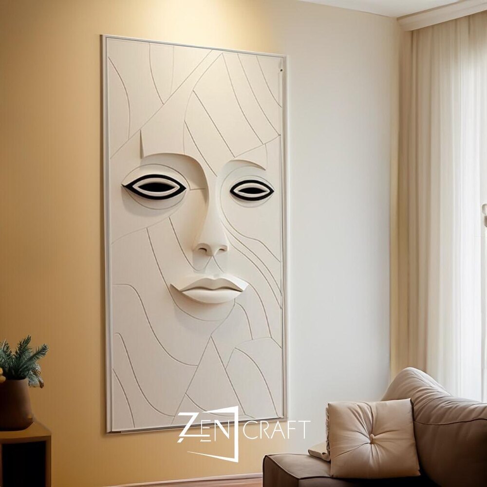 Saf İfade 3 Boyutlu Minimalist Soyut Yüz Tablo ||| SYT-0012