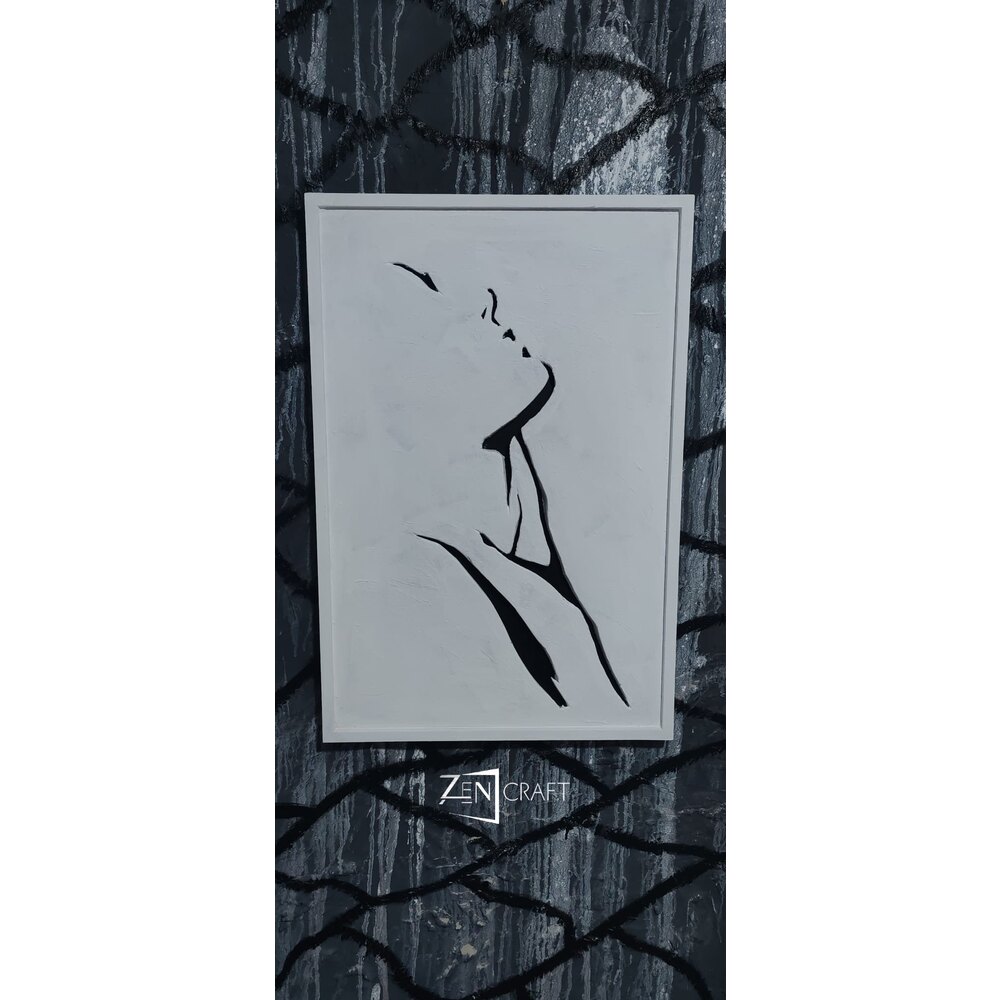 Derinlikte Yansıma 3 Boyutlu Minimalist Siyah–Beyaz Siluet Tablo ||| MNM-0019