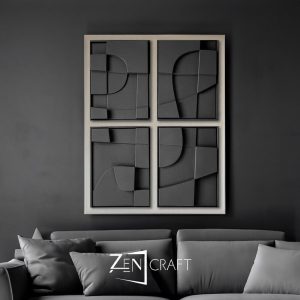 Geometrik Dizilim 3 Boyutlu Minimalist Siyah Geometrik Tablo ||| RLF-0008 1 Geometrik Dizilim 3 Boyutlu Minimalist Siyah Geometrik Tablo ||| RLF-0008 - Görsel 1
