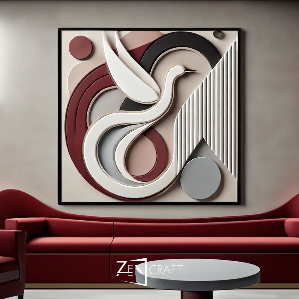 Zarif Kanatlar 3 Boyutlu Minimalist Soyut Tablo ||| MNM-0002
