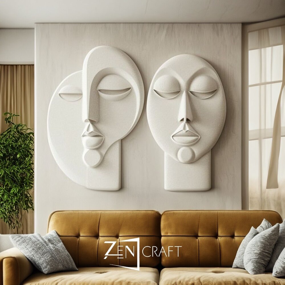 İkiz Yüzler 3 Boyutlu Minimalist Soyut Yüz Tablo Seti ||| SYT-0017 İkiz Yüzler 3 Boyutlu Minimalist Soyut Yüz Tablo Seti ||| SYT-0017