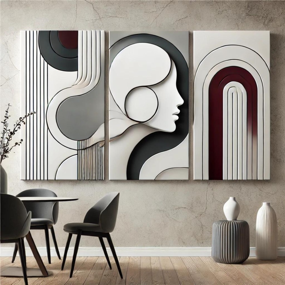 Zarif Siluet 3 Boyutlu Minimalist ve Soyut Modern Tablo – 110×55 cm