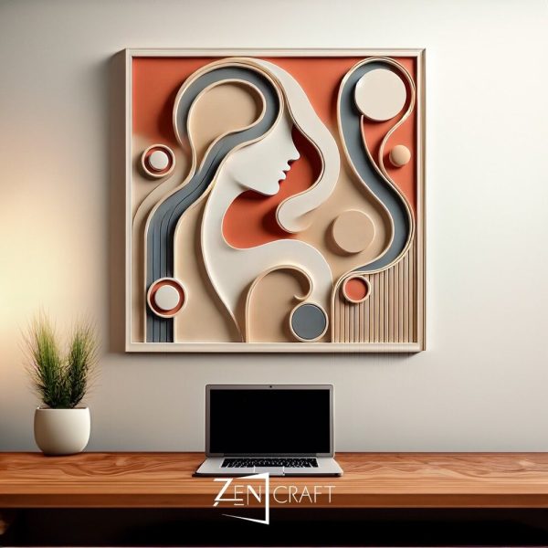 zenncraftt_ee4275a5c9973452927671c24c63017d Düşlerin Sesi 3 Boyutlu Minimalist Soyut Yüz Tablo ||| RLF-0010