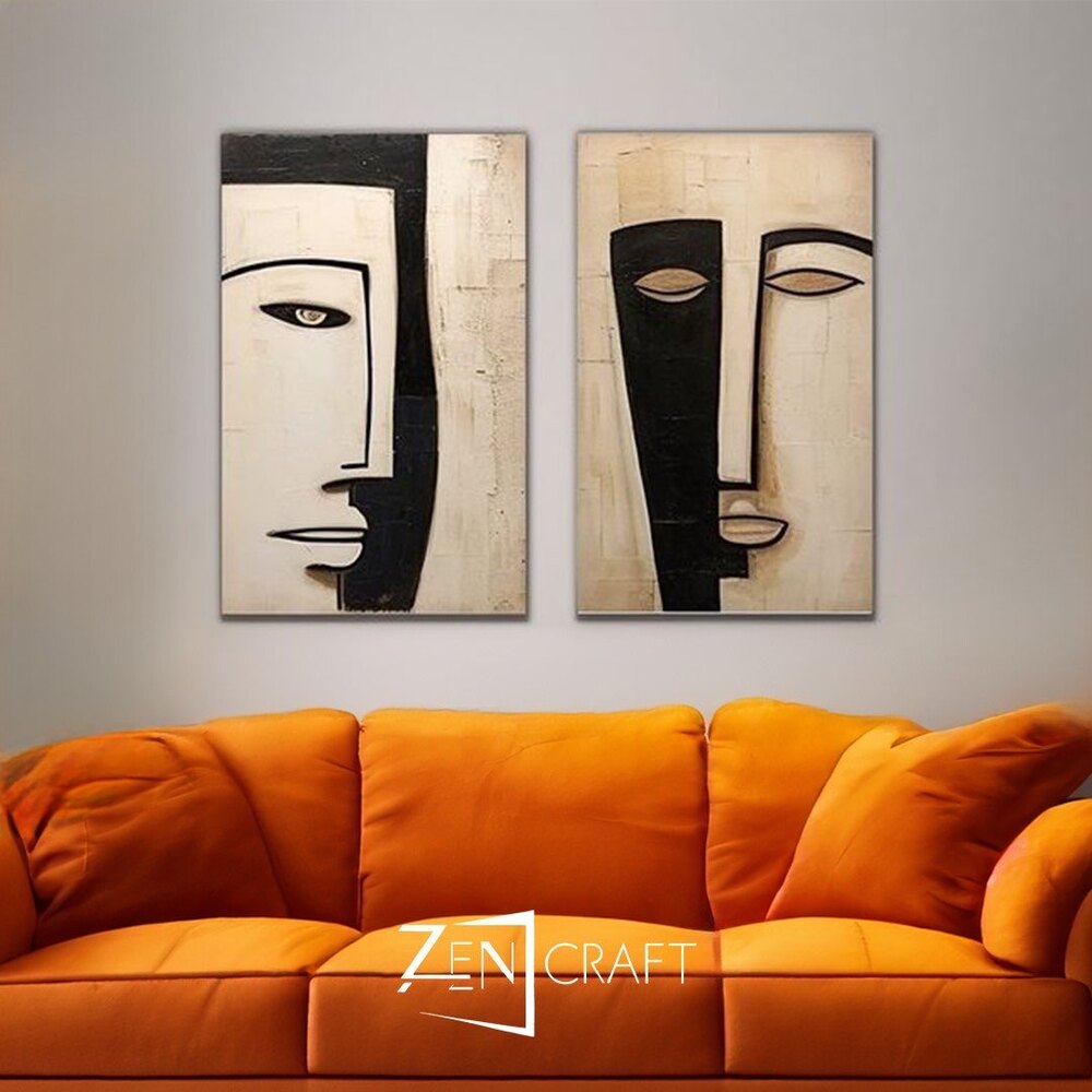 Yansımanın Sessizliği 3 Boyutlu Minimalist Soyut İkili Tablo ||| MNM-0003